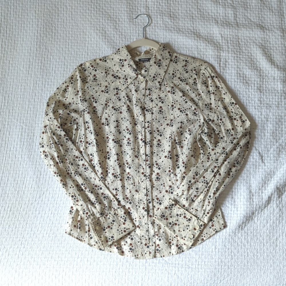 Mexx Button Up French Cuff Patterned Shirt